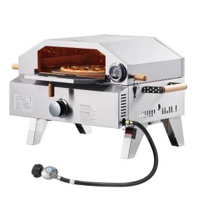 VEVOR Outdoor Pizza Oven, 13 in Gas Fired Pizza-Maker, Portable Outside Gas Oven with Thickened Cordierite Pizza-Stone, and Built-in Thermometer