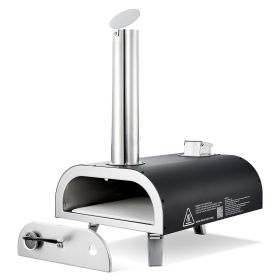 Dual Fuel Pizza Oven Outdoor, 12 in Wood Fire & Propane Gas Pizza Oven, Portable Pellet & Propane Pizza-Maker with Thermometer