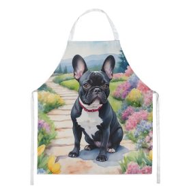 French Bulldog Spring Path Apron Cooking Kitchen Server Baking Crafts Gardening for Adult Women Men, Unisex, Large, Multicolor